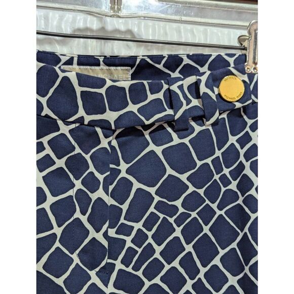 Michael Kors Women's Blue & White Abstract Pattern Straight Ankle Pants Size 8 - Picture 2 of 9